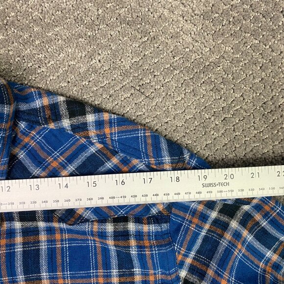 Wrangler Flannel Pearl Snap Shirt Men's XL Fits Large Blue Black Plaid Western - Picture 9 of 11
